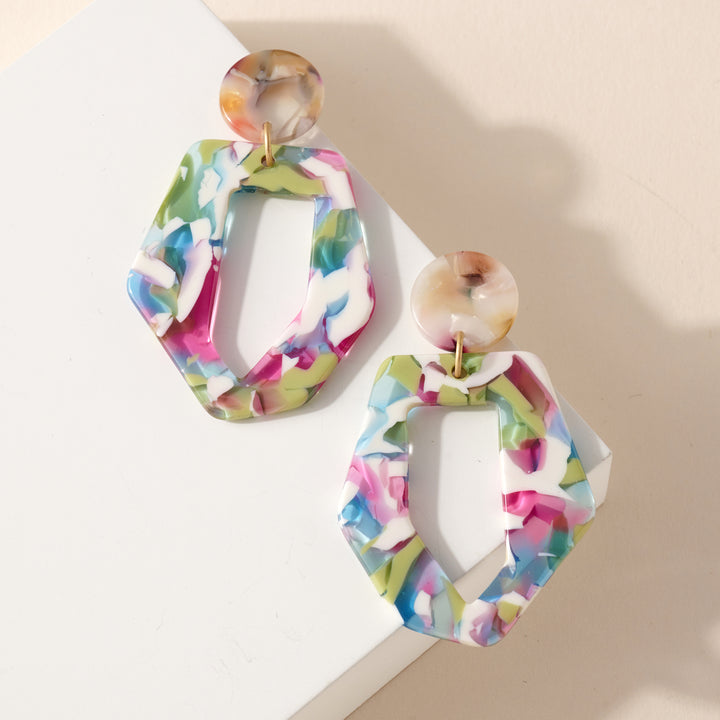 Jolene Marbled Asymmetrical Earring - Truelynn Clothing Company