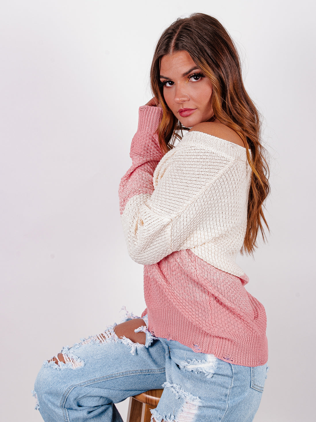 Turn The Page Deep V Knit Sweater