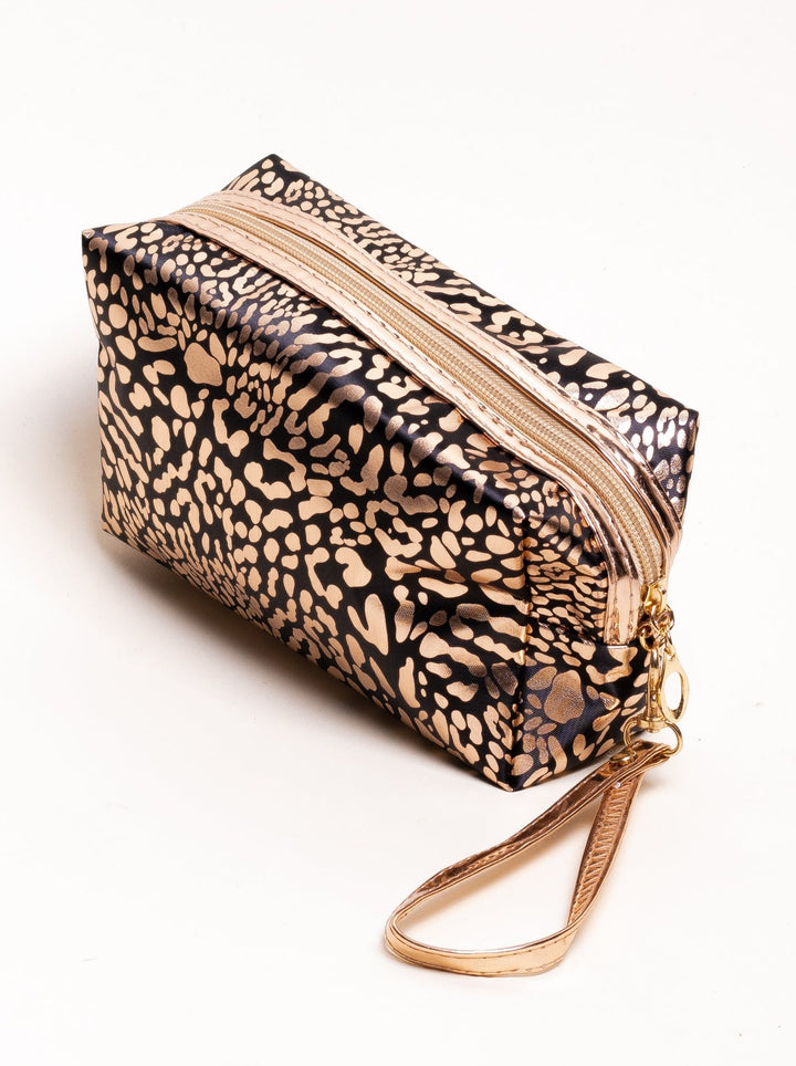Lucky you Printed Metallic Cosmetic Bag (Black) - Truelynn Clothing Company