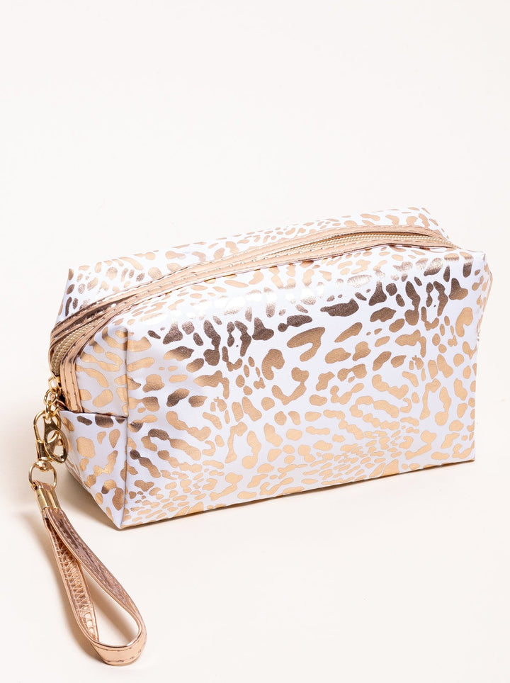 Lucky you Print Metallic Cosmetic Bag (White) - Truelynn Clothing Company