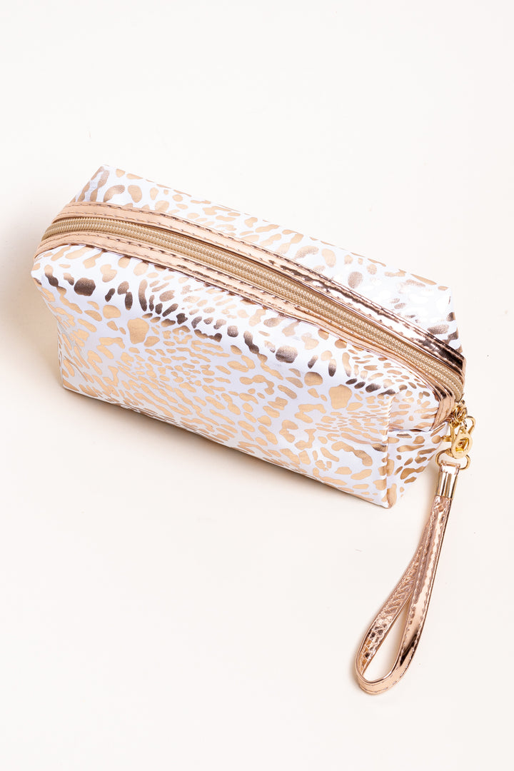 Lucky you Print Metallic Cosmetic Bag (White) - Truelynn Clothing Company