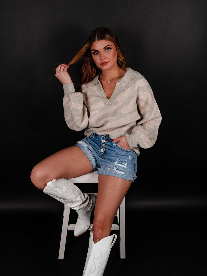 By All Means Printed Long Sleeve Sweater