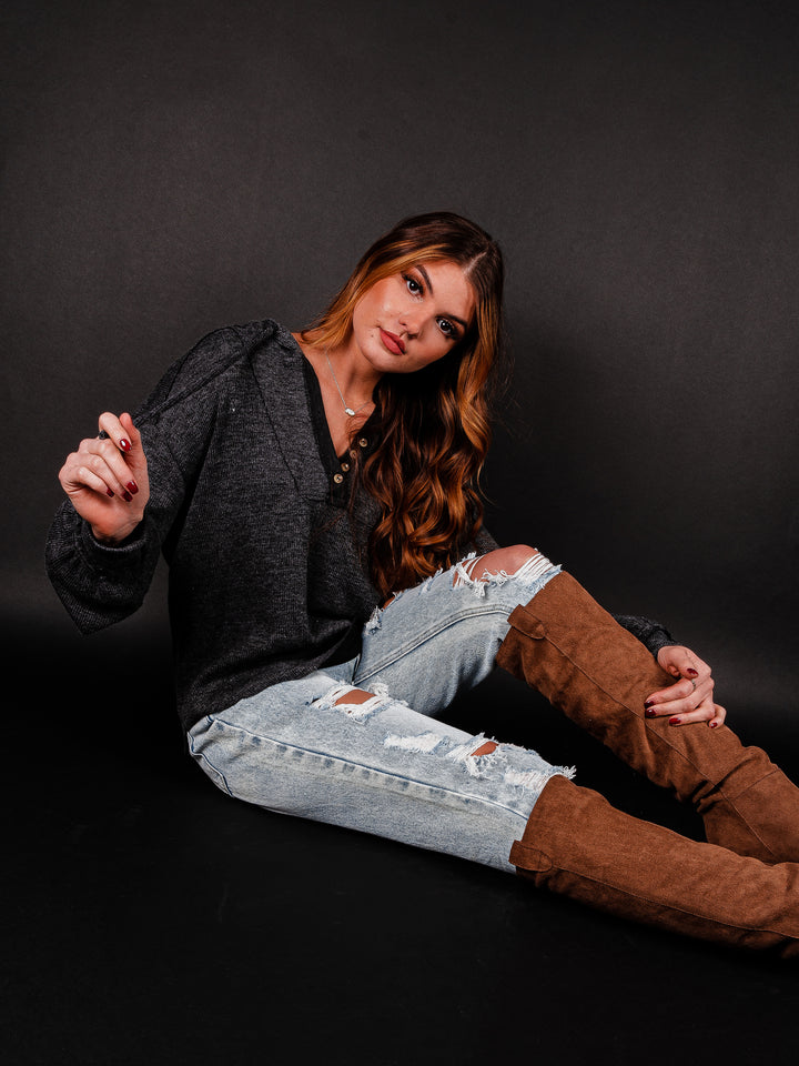 Perfect Timing Hooded Pullover Knit Top