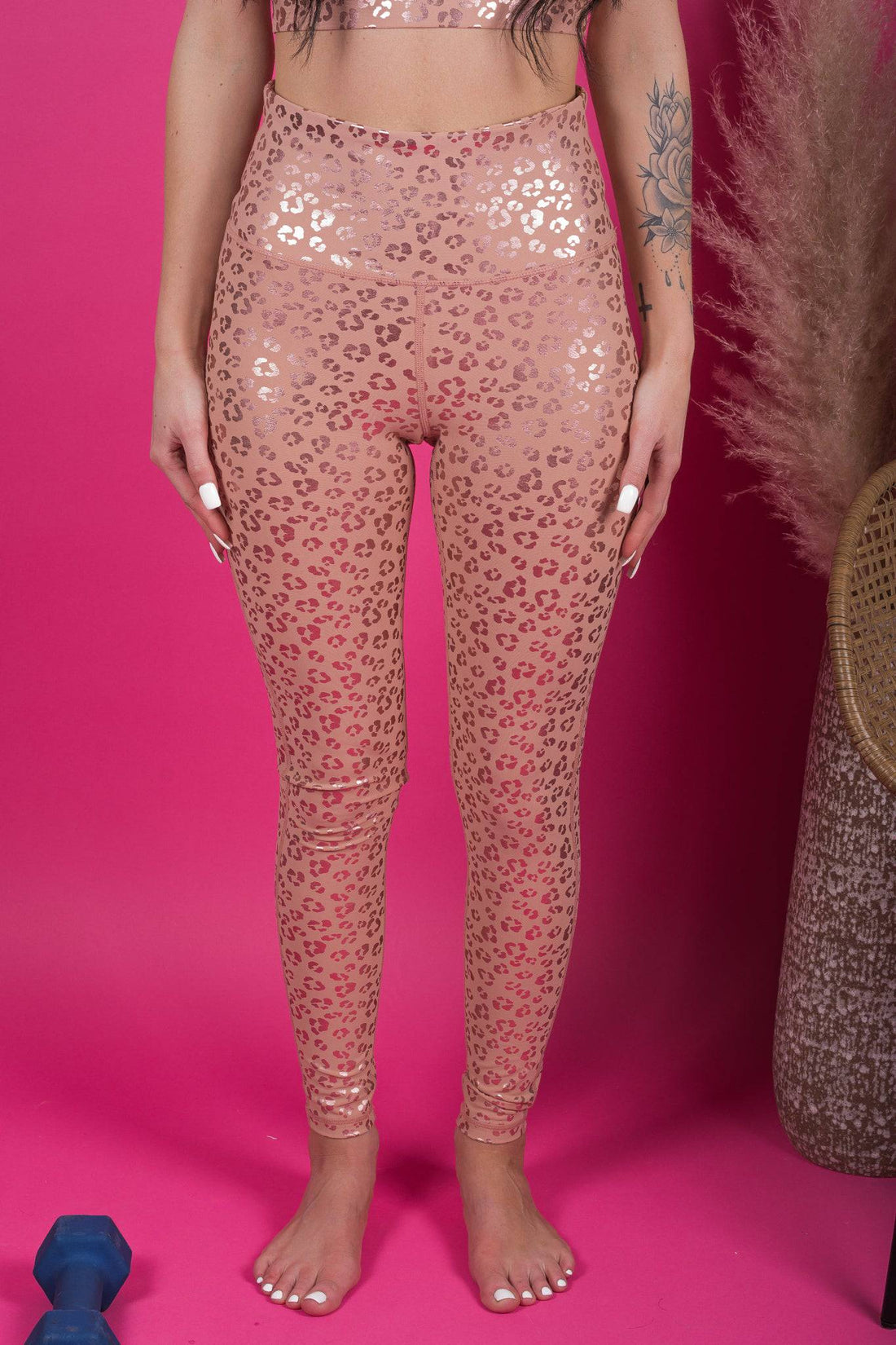 Setting Records High Waisted Foil Leopard Print Leggings