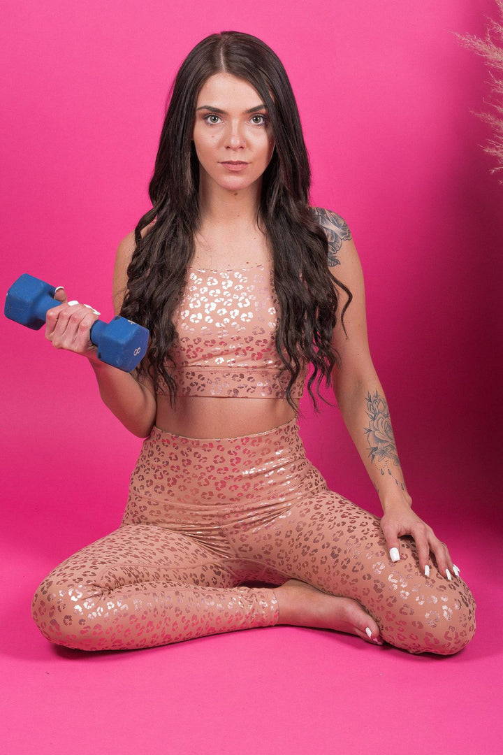 Setting Records High Waisted Foil Leopard Print Leggings