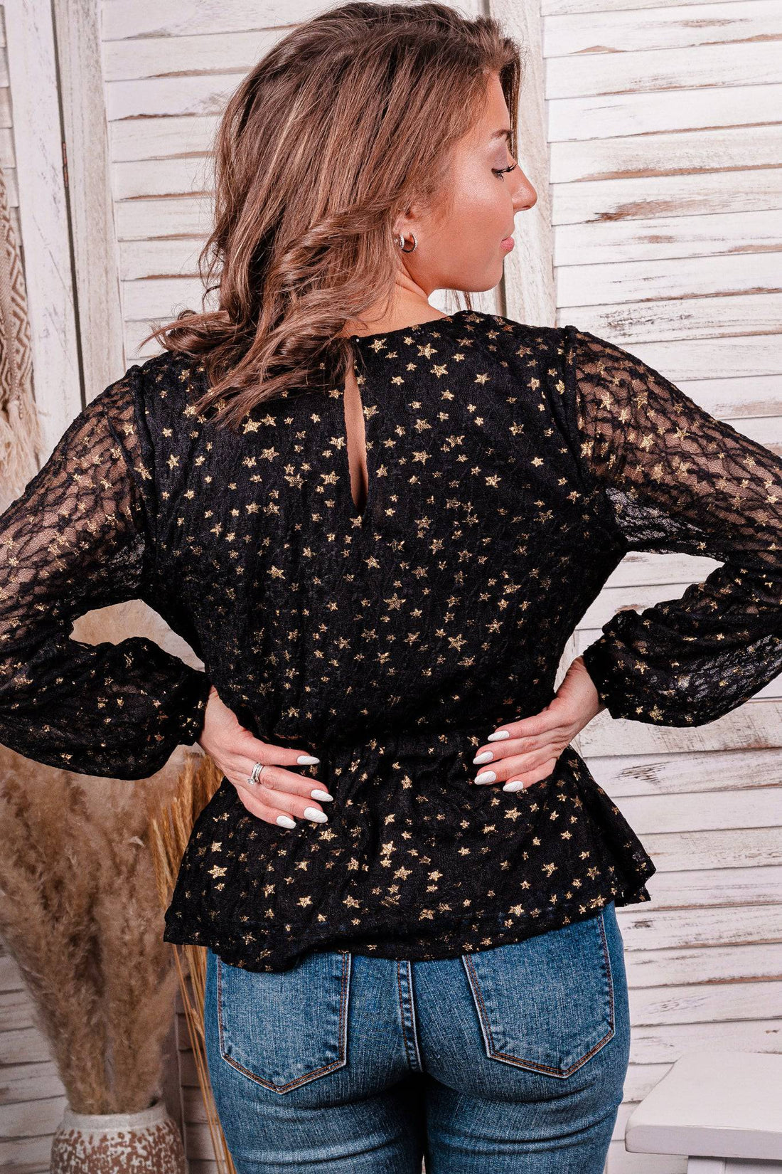 Star Struck Deep V Peplum Top